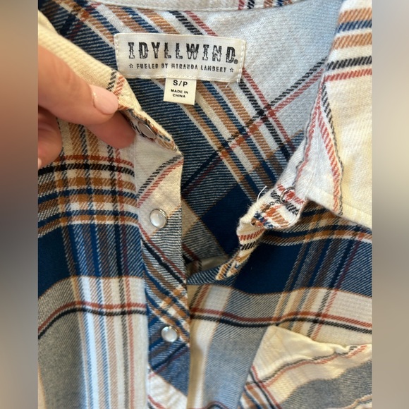 Idyllwind Blue Cream Longsleeve Lightweight Plaid Pearl Snap Western Top - Picture 4 of 9